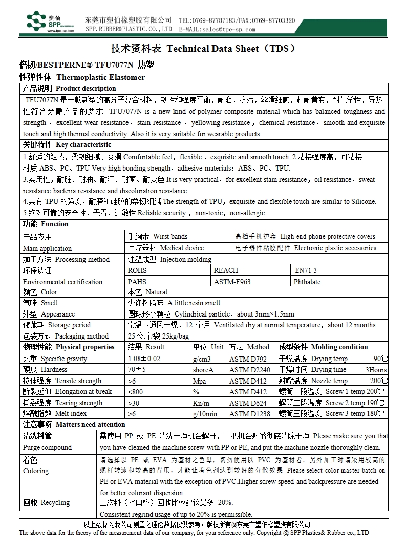 TFU7077N物性表 TFU7077N物性表